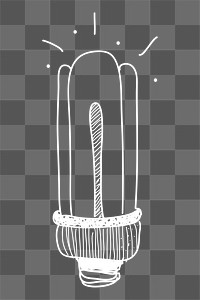 LED light bulb png doodle illustration, transparent background