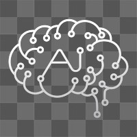Artificial intelligence icon png, brain icon illustration on transparent background 