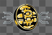 Png Hand drawn bitcoin icon illustration element, transparent background