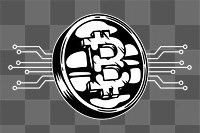 Png Hand drawn bitcoin icon illustration element, transparent background