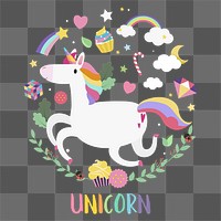 Cute unicorn png, transparent background