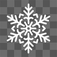 Png white single snowflake icon, transparent background