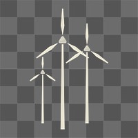 Wind turbines icon png,  transparent background 