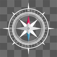 Png outline compass design element, transparent background