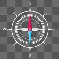 Png outline compass design element, transparent background