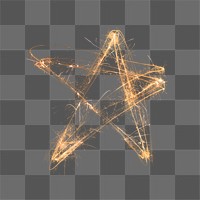 Png star light painting, isolated object, transparent background