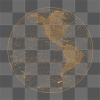Vintage global map png illustration, transparent background