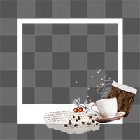 Coffee aesthetic png instant photo frame, transparent background