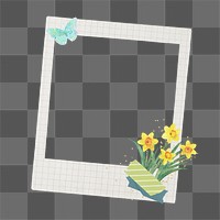 Spring aesthetic png frame, retro instant film on transparent background