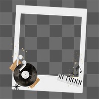 Music aesthetic png frame, retro instant film on transparent background