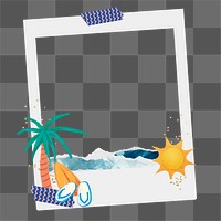 Summer vacation aesthetic png frame, retro instant film on transparent background