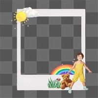 Cute childhood png frame, retro instant film on transparent background