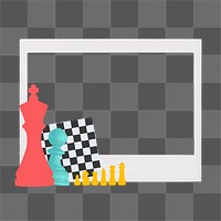 Chessboard png frame, retro instant film on transparent background