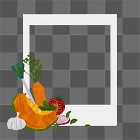 Cute vegetables png instant photo frame, transparent background