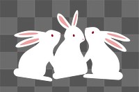 Cute white rabbits, Easter celebration graphic, transparent background