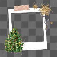 Instant photo png frame, Christmas tree, transparent background