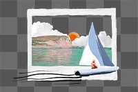 Aesthetic sailing png hobby instant photo frame sticker, transparent background