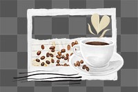 Aesthetic coffee png lifestyle instant photo frame sticker, transparent background