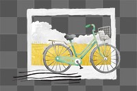 Aesthetic bicycle png lifestyle instant photo frame sticker, transparent background