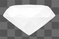 White diamond png 3D shape, transparent background