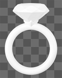 White diamond ring png 3D jewelry, transparent background