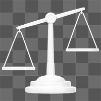 White justice scale png 3D element, transparent background