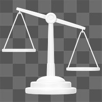 White justice scale png 3D element, transparent background