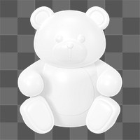 White teddy bear png, 3D illustration on transparent background