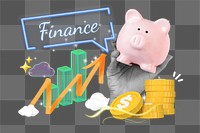 Finance png word element, 3d remix, transparent background