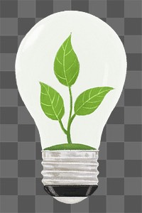 Plant light bulb png sticker, environment illustration, transparent background