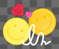 Couple smiling face png emoticon remix, transparent background