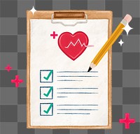 Health check-up checklist png, transparent background