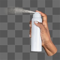 PNG Hand using a spray bottle collage element, transparent background