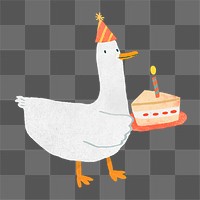 Cute duck birthday png clipart, transparent background