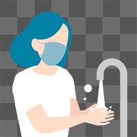 Woman washing her hands png illustration, transparent background