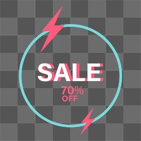 Png 70% off SALE badge element, transparent background