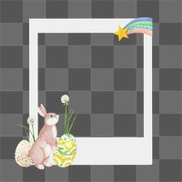 PNG Easter bunny instant film frame, creative remix, transparent background