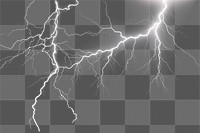 PNG Lightning thunder overlay effect, transparent background