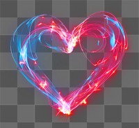 PNG A heartshape light painting glowing pattern night. 