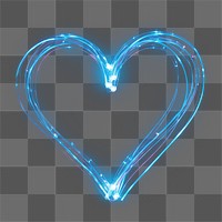 PNG A heartshape light painting neon glowing night. 