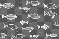 PNG black texture background with white crayon minimal abstract *fish illustrations*, in the style of playful animation drawing, kids doodle, wallpaper --ar 3:2 --style dPyeWq6O