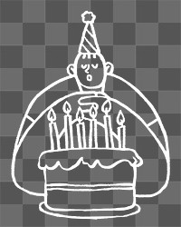 Man png blowing birthday candle sticker, transparent background