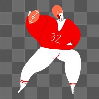 American football png player sticker, sport doodle on transparent background