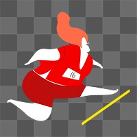 Woman jumping png sticker, track and field sport doodle on transparent background