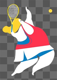 Woman tennis player png sticker, sport doodle on transparent background