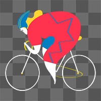 Marathon cyclist png sticker, Olympic sport doodle on transparent background