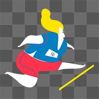 Woman jumping png sticker, track and field sport doodle on transparent background