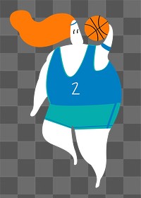 Woman basketball player png sticker, sport doodle on transparent background