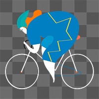 Marathon cyclist png sticker, Olympic sport doodle on transparent background