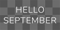 Glowing neon Hello September png typography
